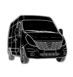 Modern minibus technical draw Royalty Free Vector Image