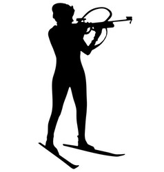 Woman Biathlon Racer Silhouette Shooting Pose