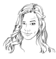 Hand-drawn Portrait Of White-skin Skeptic Woman