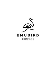 Emu Bird Line Outline Logo Icon Design