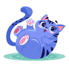 Hand Drawn Fat Cat Cartoon Isolated