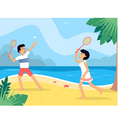 Couple Playing Badminton Flat