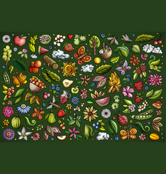 Doodle Cartoon Set Of Summer Nature Theme Objects