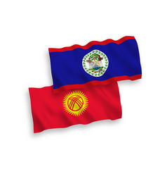 Flags Of Belize And Kyrgyzstan On A White