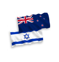 Flags Of New Zealand And Israel On A White