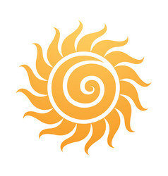 Curvy Yellow Sun Icon With A Spiral