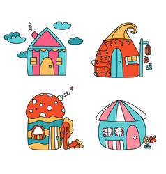 Cute Cartoon Elven Fairy Or Gnome Houses