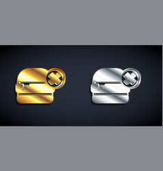 Gold And Silver No Burger Icon Isolated On Black