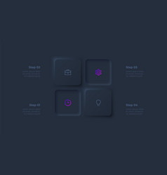 Dark Neumorphic Buttons For Infographic Template