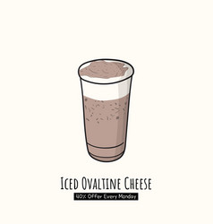 Iced Ovaltine Cheese On Big Cup Design For Drink