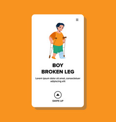 Boy With Broken Leg Walking On Crutches