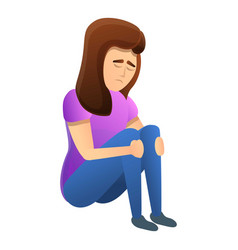 Cute Sad Woman Icon Cartoon Style