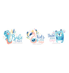 Kids Club Creative Logo Design Set Babe Care