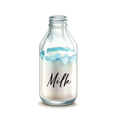 Watercolor Breakfast Milk Bottle Hand Draw