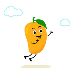 Character Mango Fruit Cute And Funny Comic Style