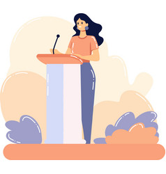 Hand Drawn Businesswoman Speaking On The Podium