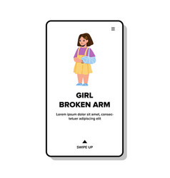 Sad Girl With Broken Arm In Doctor Cabinet