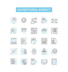 Advertising Agency Line Icons Set Agency