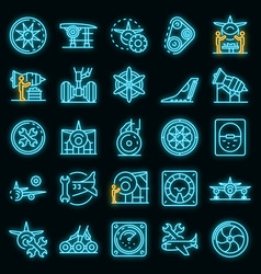 Aircraft Repair Icons Set Neon