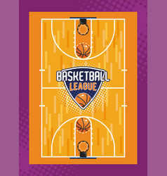 Basketball League Lettering And Court