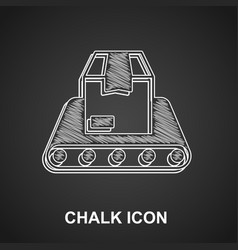 Chalk Conveyor Belt With Cardboard Box Icon