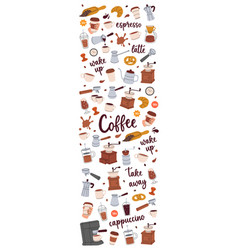 Coffee Shop Elements In Vertical Banner Hand