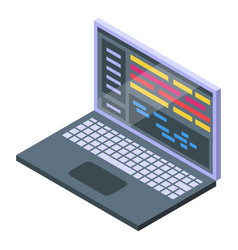 Laptop Showing Code On Screen In Isometric View