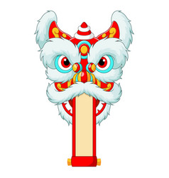 Chinese Lion Head Dance With Blank Scroll