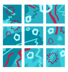 Set Underwater Blue And Red Square Icons