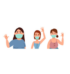 Fashionable Women In Medical Masks Say Hello