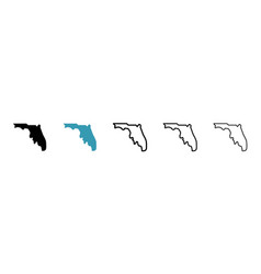 Florida Map Icon Set Miami State Cutout Map