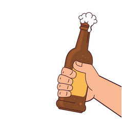 Hand Holding A Beer Bottle On White Background