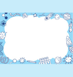 Science Tools And Learning Sign On Blue Border