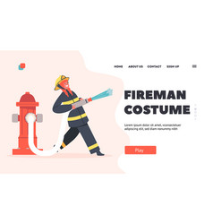 Kid Character In Fireman Costume Landing Page