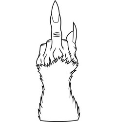 Outlined Werewolf Hand Showing Middle Finger