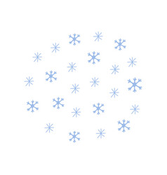 Pastel Blue Snowflakes Circle On White Background