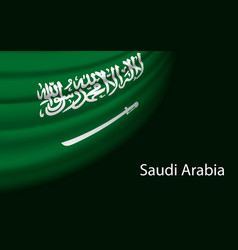 Wave Flag Of Saudi Arabia On Dark Background