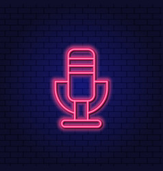 Neon Talking Microphone Emblem For Podcast