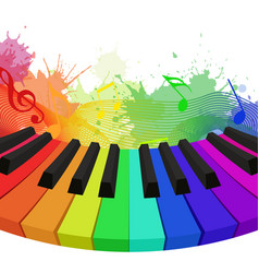 Rainbow colored piano keys with musical notes v Vector Image