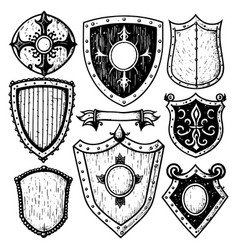 Hand Drawn Medieval Shields Set