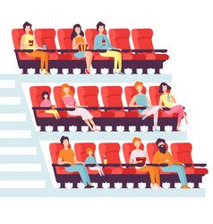 People Sitting In Cinema Hall Men And Women