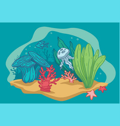 Underwater Flora And Fauna Aquarium With Fish