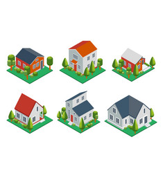 Isometric 3d Private House Rural Buildings And