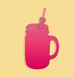 Mason Jar With Straw And Raspberry