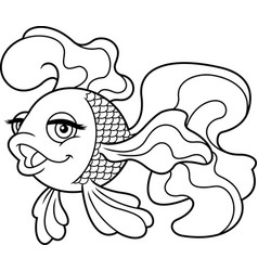 Outlined Beautiful Fish Cartoon Character