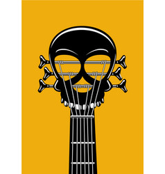 Rock And Roll Music Poster Guitar Riff With Skull