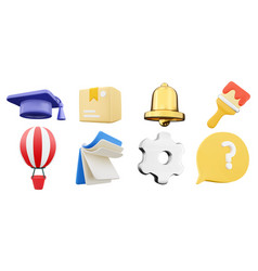 3d Icon Set Graduation Cappackagebell