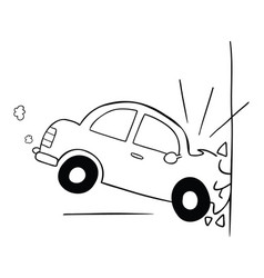 Cartoon Car Accident Crashing Into Wall