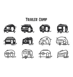 Camper Trailer Icon Isolate On White