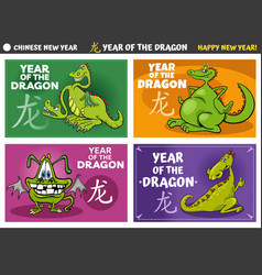 Chinese New Year Designs Set With Cartoon Dragon